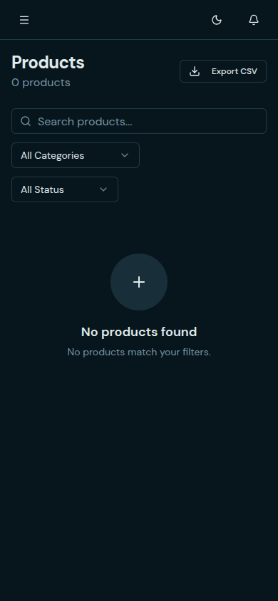 ClerStock mobile view — Product management on phone